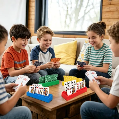 Miniatura 5 de Portatarjetas de madera para naipes, soporte de madera para naipes para niños, soporte para cestas para adultos mayores, coronas de mazo de cartas