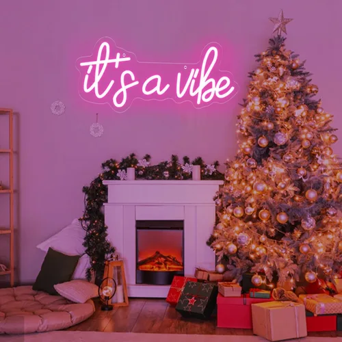 Miniatura 5 de Letreros de neón con texto en inglés "It's a Vibe", luz de neón para dormitorio, decoración de pared LED USB regulable para el día de San Valentín