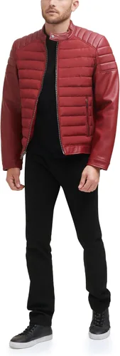 Miniatura 5 de DKNY Chaqueta acolchada de cuero sintético para hombre de motocros Racer