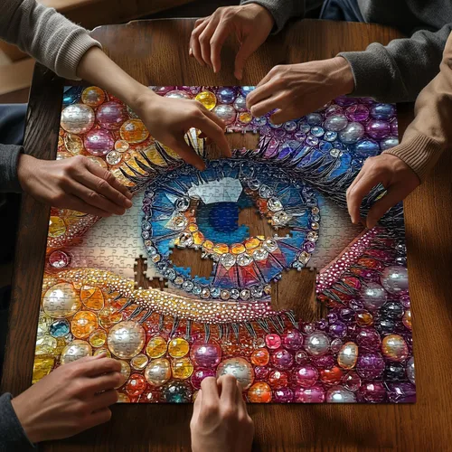 Miniatura 4 de Impossible Puzzles para adultos de 1000 piezas, diseño de diamantes de cristal degradado colorido de ojos con temática de arte abstracto, difícil