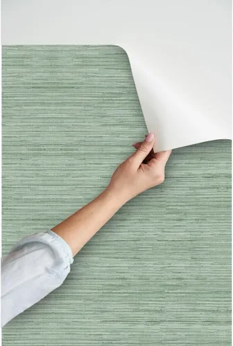 Miniatura 3 de Papel tapiz autoadhesivo para despegar y pegar, papel tapiz de imitación verde salvia suave con textura de aspecto costero extraíble Spoonflower