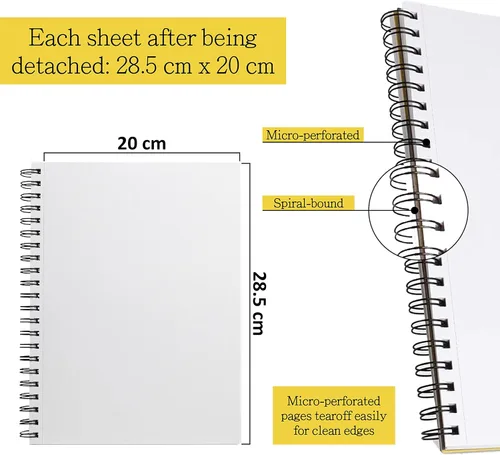 Miniatura 3 de Elan Libro de dibujo A4, 50 hojas de papel italiano de 90 lb/200 GSM, libro de bocetos sin ácidos, 11.7 x 8.3 pulgadas, bloc de papel de dibujo