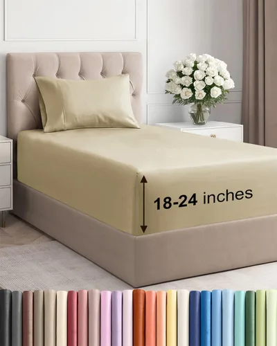 Miniatura 124 de Sábanas King divididas con bolsillos extra profundos, sábanas transpirables y refrescantes de 5 piezas, sábanas de lujo para hotel, suaves, sin 22