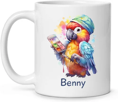 Miniatura 10 de Tazas de café blancas coloridas personalizadas de loro de 11 oz 15 onzas regalo para los amantes de los loros, regalos de taza de viaje de loro