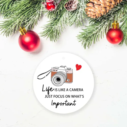 Miniatura 2 de Adornos de cámara para árbol de Navidad, decoraciones inspiradoras de Navidad motivacionales, bonitos adornos de cerámica divertidos para fotógrafos