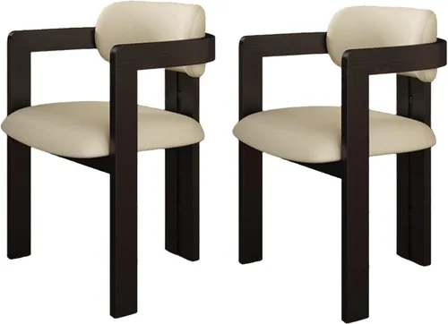 Miniatura 9 de Juego de sillas de comedor de madera, sillas de comedor modernas, silla de cocina tapizada, silla auxiliar de granja con brazos, para sala de estar