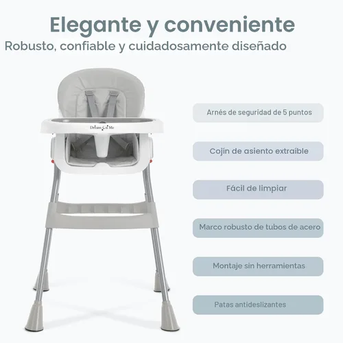 Miniatura 4 de Dream On Me Silla alta portátil 2 en 1, silla alta compacta convertible, silla alta portátil ligera, color gris