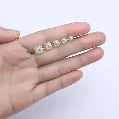 Miniatura 7 de RINEY&KY Aretes de moissanita Aretes de diamante de laboratorio para mujeres y hombres, aretes de moissanita, aretes de moissanita chapados en oro