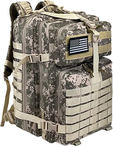 Miniatura 13 de WOLT Mochila táctica para hombres 45L, mochila militar grande de 3 días, mochila de asalto Molle Rucking mochila senderismo supervivencia, negro
