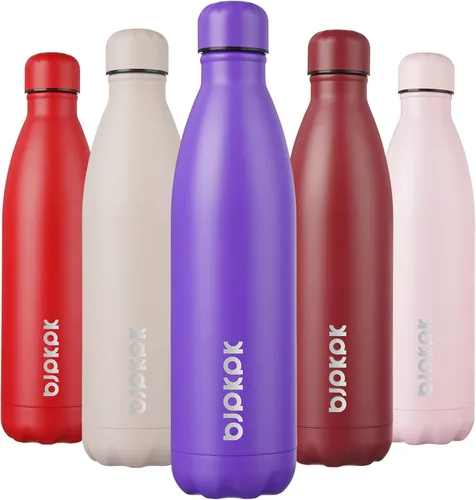 Miniatura 61 de BJPKPK Botellas de agua de acero inoxidable con aislamiento de 17 onzas, mantiene el frío y el calor, brillante oro rosa Oro rosa brillante