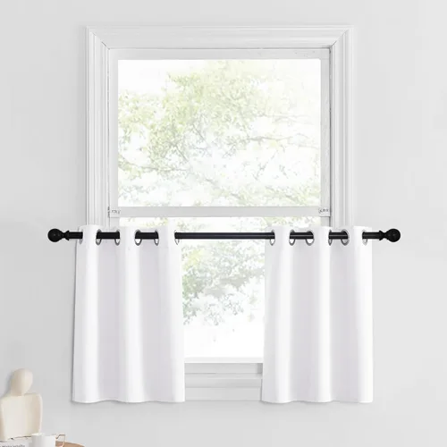 Miniatura 101 de NICETOWN Cortinas opacas de cocina para ventana sobre el fregadero, aislamiento térmico, decoración del hogar, pequeños niveles opacos con ojales