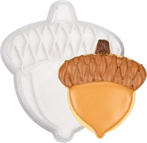 Miniatura 18 de Cortadores de galletas de otoño de Acción de Gracias, formas de bellotas y hojas con sellos de émbolo, accesorios de horneado de ácido poliláctico