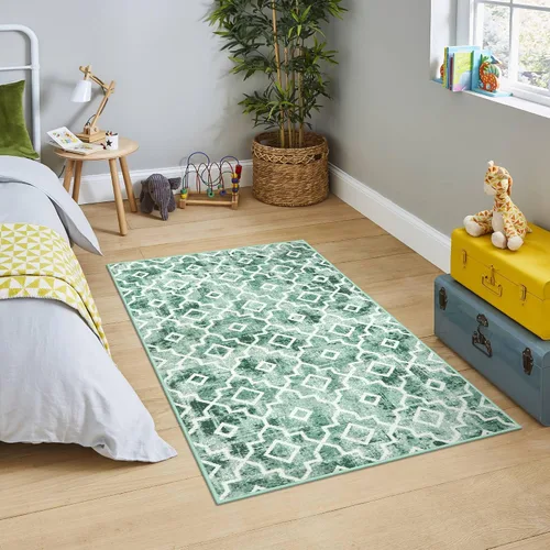 Miniatura 31 de Moynesa Alfombra marroquí lavable de 2 x 3 pulgadas, pequeña, azul, para cocina, baño, suave, antideslizante, de pelo bajo, moderna, geométrica