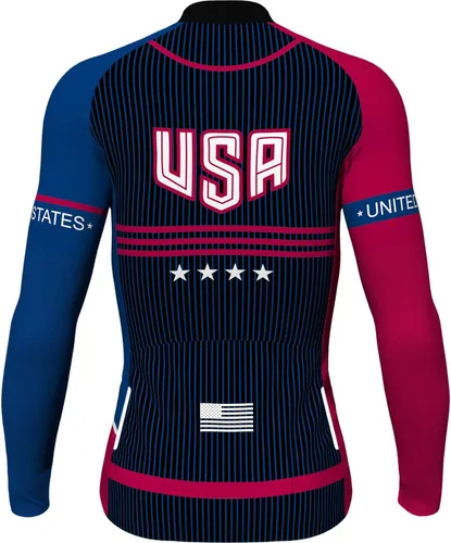 Miniatura 2 de Lo.gas Camiseta de ciclismo de Estados Unidos para hombre, manga corta, camisetas de ciclismo con bandera americana, ropa de bicicleta de carretera
