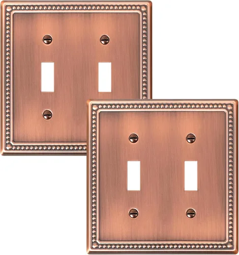 Miniatura 53 de Paquete de 4 placas de cubierta para interruptor de luz de palanca individual, cubiertas decorativas de perlas, placa de pared de metal almendra