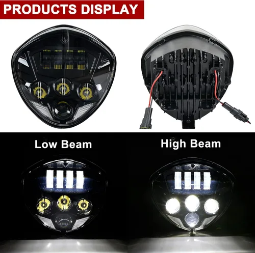 Miniatura 2 de Conjunto de faros LED para Victory 05-18, faros delanteros LED negros para motocicleta, lámpara para Polaris Victory Cross Roads Country Hammer