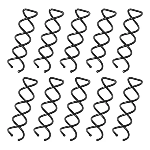 Horquillas para el cabello en espiral (paquete de 10) – Diseño de sacacorchos duradero antiarañazos para peinados de moño sin esfuerzo – (negro)