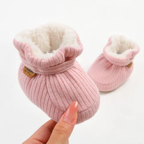 Miniatura 31 de Botines de forro polar para bebés, niños y niñas, pantuflas antideslizantes con agarre suave, zapatos de calcetín para recién nacidos, cuna