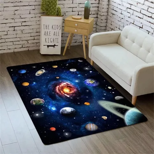 Miniatura 54 de Alfombra de espacio exterior para habitación de niños, 3 x 5 pies, alfombra Galaxy para dormitorio de niños, suave, antideslizante, sistema solar