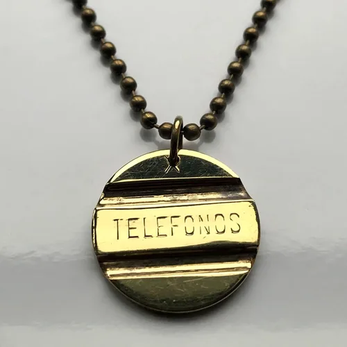 Miniatura 2 de 1967 Spain España Telefonos Spanish Telephone Token coin pendant ficha de cabina Madrid Barcelona Valencia Sevilla Toledo Zaragoza Malaga Granada