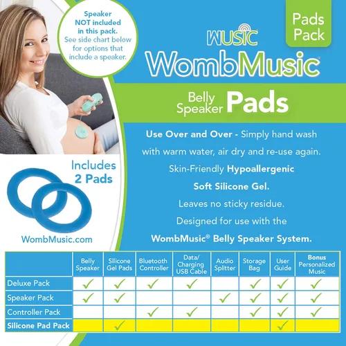 Miniatura 6 de Almohadillas de repuesto Womb Music, solo almohadillas, juego de 2 almohadillas de gel de silicona suave para el altavoz de vientre de embarazo