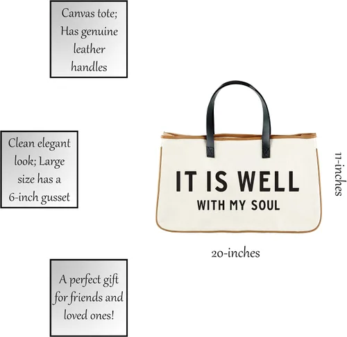 Miniatura 3 de Creative Brands Faithworks - Bolso grande de lona y cuero, 20, It is Well