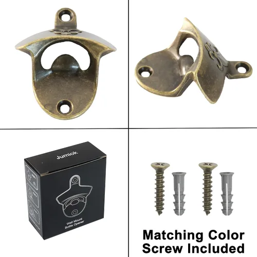 Miniatura 5 de Abrebotellas magnético vintage montado en la pared Fleur De Lis Beer Cap Abridor con imanes Montable Bronce Antiguo