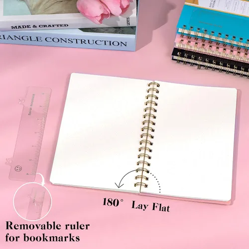 Miniatura 6 de Cuaderno de espiral de cuadrícula de puntos, tamaño A5, 160 páginas, cuaderno de papel grueso, cuaderno de plástico de tapa dura de 5 x 7 pulgadas