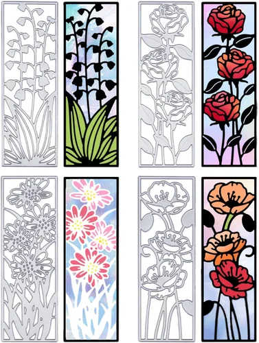ORIGACH 4 troqueles de corte de marco de flores de metal para hacer tarjetas, plantillas en relieve para álbumes de recortes, decoración de tarjetas