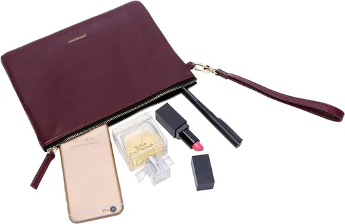 Miniatura 4 de DORIS&JACKY Bolso de mano de piel de cordero para mujer, cartera grande y suave de diseñador con correa..