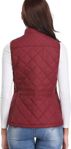 Miniatura 8 de Fuinloth - Chaleco acolchado para mujer, diseño de cuello alto, ligero, con cierre