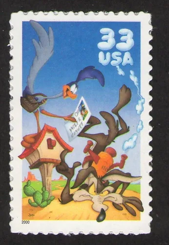 Miniatura 2 de Wile E. Coyote & Road Runner Looney Tunes - Hoja de 10 sellos de 33 centavos, EE. UU., Scott 3391