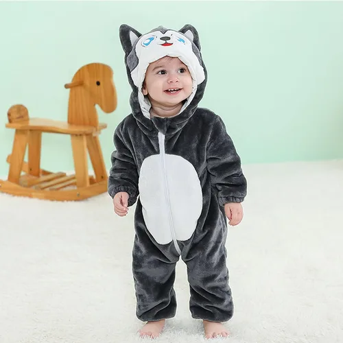 Miniatura 2 de Babys - Enterizo de vellón de manga larga para bebés y niñas recién nacidas para primavera e invierno gris oscuro 3-4 años