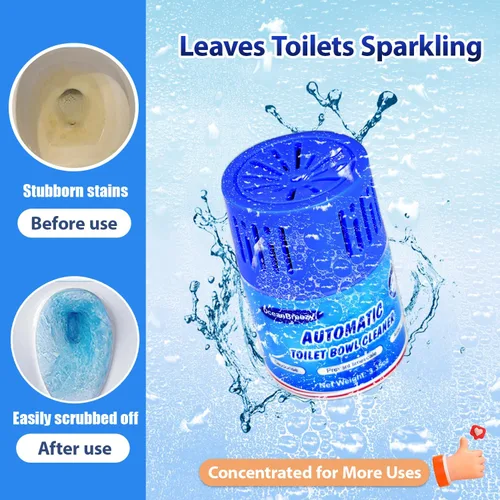 Miniatura 2 de Botellas limpiadoras automáticas de inodoro, paquete de 2 limpiadores de inodoro en tanque para prevención de acumulación de manchas, limpiador azul