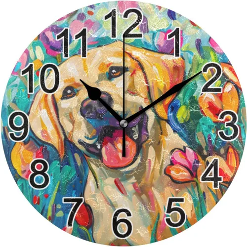 Miniatura 70 de Hummingbird - Reloj de pared de resorte redondo de 10 pulgadas, sin tictac, silencioso, funciona con pilas, reloj analógico atómico de cuarzo