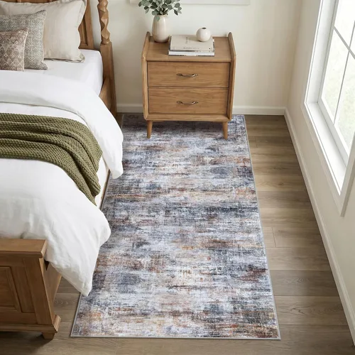 Miniatura 585 de IOHOUZE Alfombra abstracta lavable de 3 x 12 pies para pasillos, antideslizante para cocina, camino de entrada de lana sintética para interiores