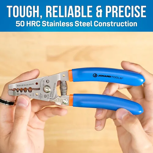 Miniatura 6 de Jonard Tools WSS-612 - Pelacables de acero inoxidable con curva, 6-12 AWG, acero inoxidable 50 HRC, mango ergonómico, corte de tornillos y bucle