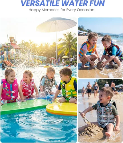 Miniatura 6 de Gogokids Chaleco de natación para niños pequeños, chaleco de natación de alta calidad para niños de 30-40-50-60-70-80 libras, flotadores para niños