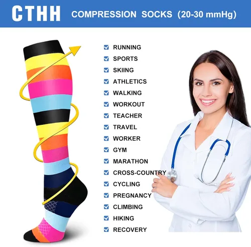Miniatura 4 de 57 pares de calcetines de compresión de cobre para mujeres y hombres, circulación de 20-30 mmHg, el mejor apoyo para correr, atletismo, enfermería