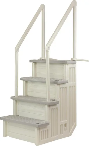 Aqua Select Everest en escalones de piscina | Blanco perla con peldaños gris nube | para piscinas sobre el suelo | Montaje en cubiertas de 48 a 54