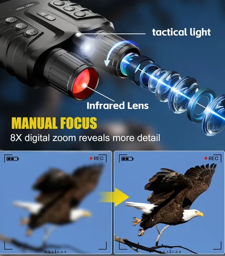 Miniatura 5 de Binoculares de visión nocturna, gafas de visión nocturna a todo color 4K de 10000 mAh, zoom digital de 48 MP 8X de 1968 pies