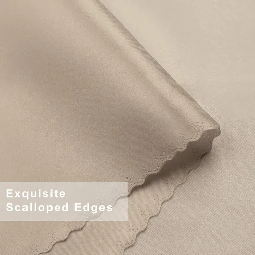 Miniatura 3 de SiinvdaBZX 60 servilletas de tela beige con bordes festoneados, 17 x 17 pulgadas, servilletas cuadradas de satén de poliéster suave y sedoso