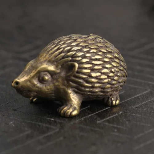 Miniatura 2 de LIOOBO Estatuilla de erizo de latón macizo en miniatura para decoración del hogar