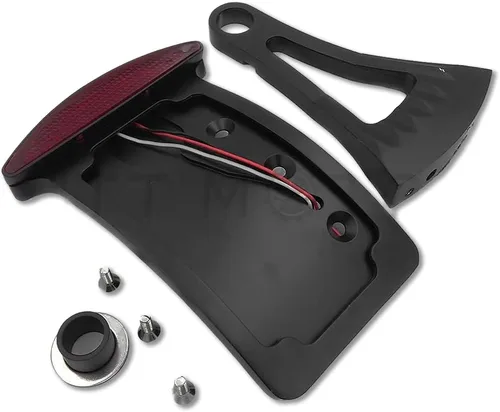 MT301-A-BK Soporte de matrícula curvado lateral negro con luz LED de freno trasera, 7/8 pulgadas o 1 pulgada de ejes, compatible con Suzuki Kawasaki
