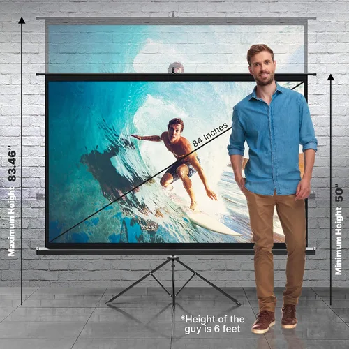 Miniatura 3 de Pyle Pantalla de proyector portátil de 80 pulgadas con soporte de trípode, pantalla enrollable plegable de configuración rápida con superficie