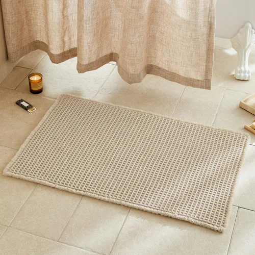 Miniatura 92 de TYUU Tapete de baño estilo gofre, tapete de baño bohemio, antideslizante, lavable, súper absorbente, de secado rápido, bonito tapete de baño