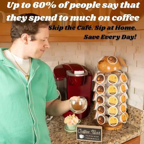 Miniatura 2 de Made Easy Kit Soporte para cápsulas de café en carrusel, compatible con cápsulas Keurig K-Pods K-Cups, organizador de almacenamiento en mostrador