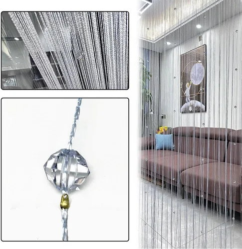 Miniatura 8 de Cortina decorativa Eve Split para puerta, ventana, pared, panel, divisora de ambientes, bodas, restaurantes, tienda de café, con cristales y borlas