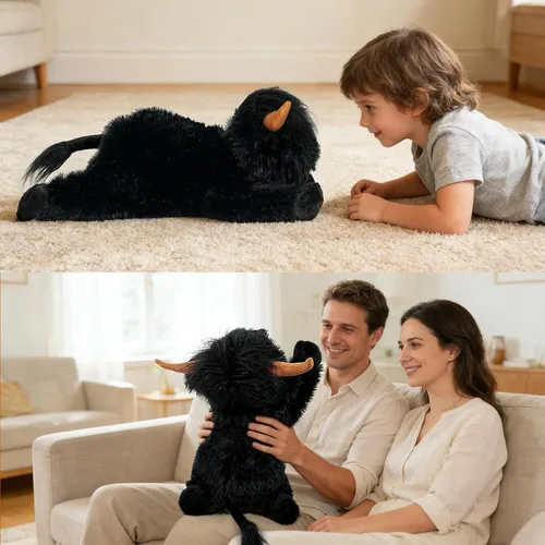 Miniatura 3 de WDXDSOB Animales de Peluche de Vaca Highland con Peso 4.2 Libras Peluche de Vaca Highland con Peso para Niños y Adultos Almohada de Juguete