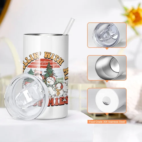 Miniatura 3 de AGH Vasos de sublimación de 12 onzas con tapas y pajitas, vasos de acero inoxidable rectos y delgados para niños, vaso aislado al vacío de doble